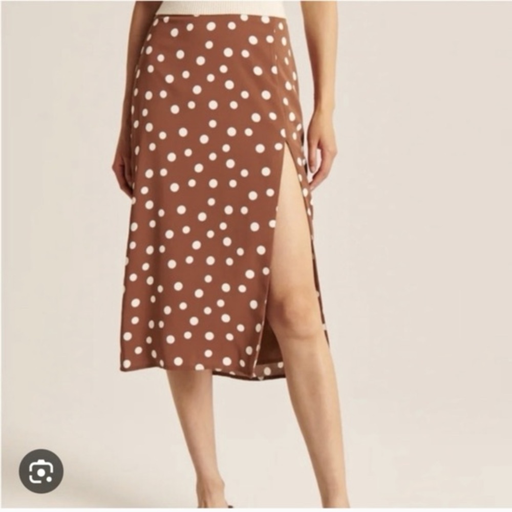 Abercrombie polka dot midi slit skirt